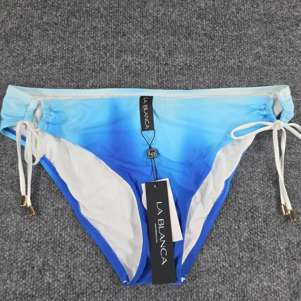 La Blanca Women's Size 12 Side Tie Bikini Bottom Blue Ombre Swimwear